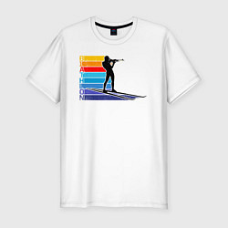 Мужская slim-футболка Биатлон цветные линии