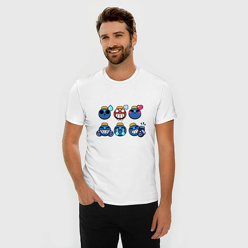 Мужская slim-футболка Значки на Тик Пины Бравл Старс Tick / Белый – фото 3