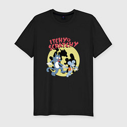 Футболка slim-fit Щекотка и Царапка Itchy & Scratchy, цвет: черный