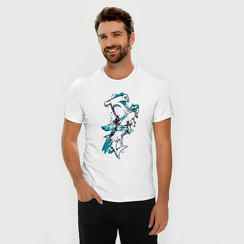 Мужская slim-футболка Акула молот пират / Белый – фото 3