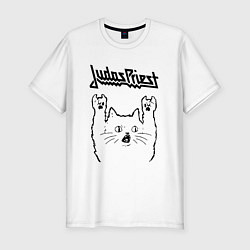 Футболка slim-fit Judas Priest - rock cat, цвет: белый