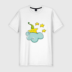 Футболка slim-fit Звезда спит на облаке, цвет: белый