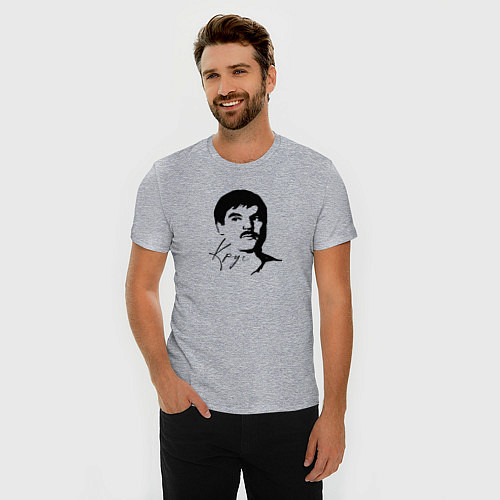 Мужская slim-футболка Лицо Михаила / Меланж – фото 3