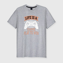 Футболка slim-fit Life is a game play to win, цвет: меланж