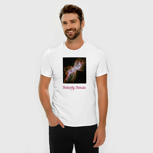 Мужская slim-футболка Butterfly Nebula / Белый – фото 3