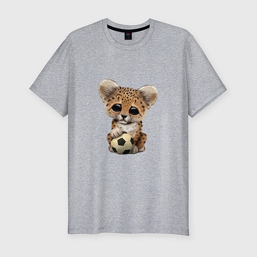 Мужская slim-футболка Футбол - Леопард / Меланж – фото 1