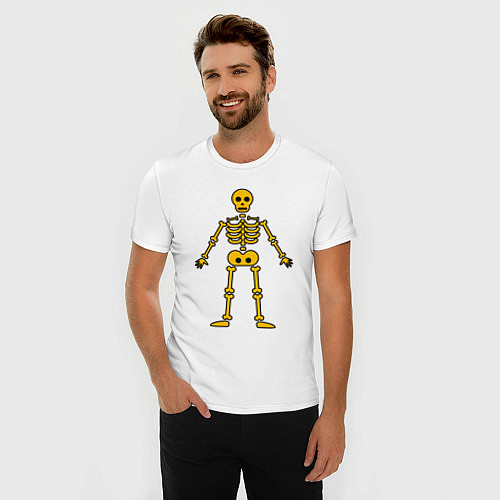 Мужская slim-футболка Жёлтый скелетик / Белый – фото 3