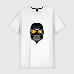 Футболка slim-fit Примат в крутых очках, цвет: белый