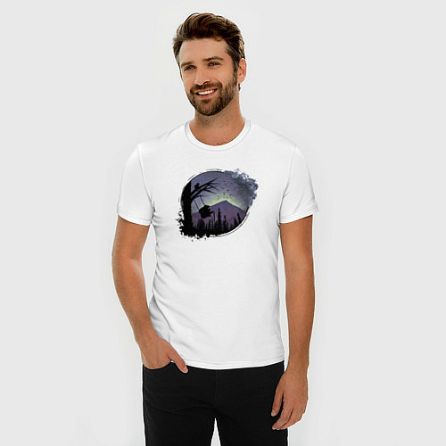 Мужская slim-футболка Медведь и качели / Белый – фото 3