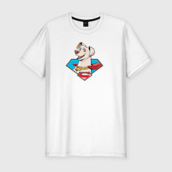Футболка slim-fit Пес Супермена Крипто DC Лига Суперпитомцы, цвет: белый