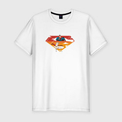 Футболка slim-fit Супермен и его пес Крипто DC Лига Суперпитомцы, цвет: белый