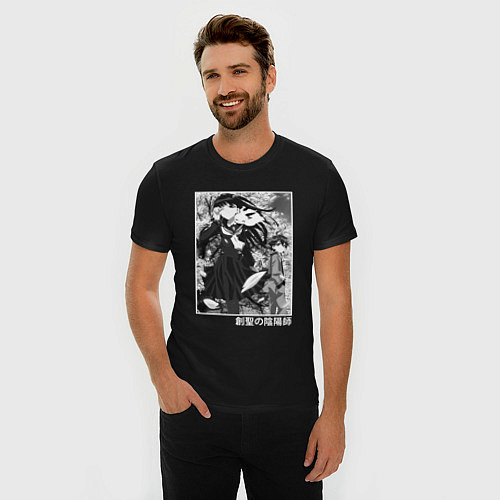 Мужская slim-футболка Рокуро Эммадо и Бэнио Адасино / Черный – фото 3