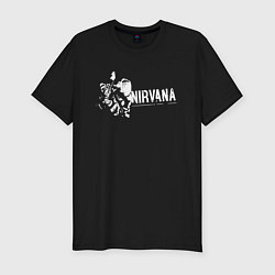 Футболка slim-fit Nirvana-Курт и гитара, цвет: черный