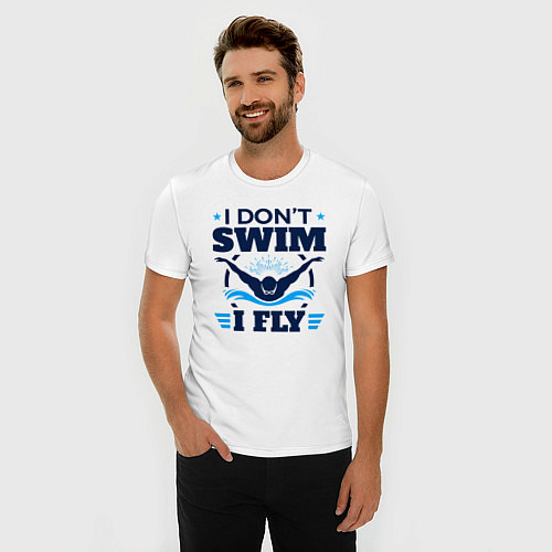 Мужская slim-футболка Я не плаваю я летаю / Белый – фото 3