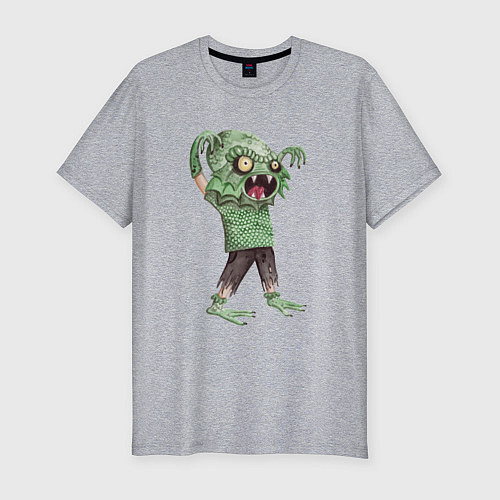 Мужская slim-футболка Водяной зомби / Меланж – фото 1
