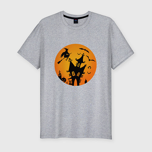 Мужская slim-футболка Ночь на хэллоуин / Меланж – фото 1