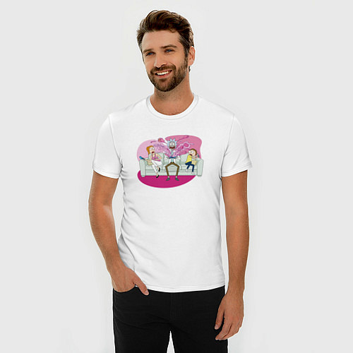 Мужская slim-футболка Summer, Rick, Morty and monster / Белый – фото 3