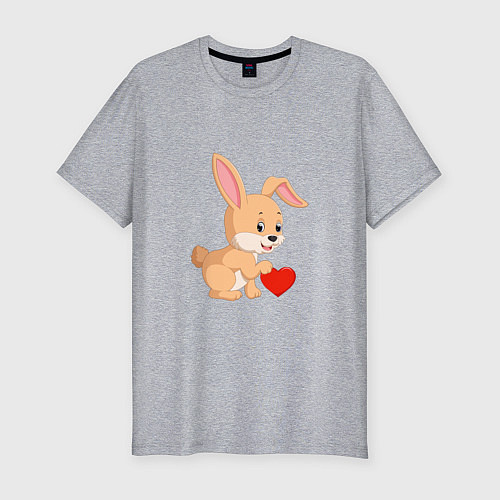 Мужская slim-футболка Кролик с сердечком / Меланж – фото 1