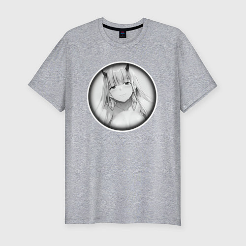 Мужская slim-футболка Ахегао девушка сверху / Меланж – фото 1