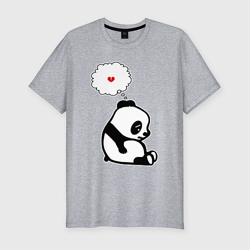 Мужская slim-футболка Панда о разбитом сердце / Меланж – фото 1
