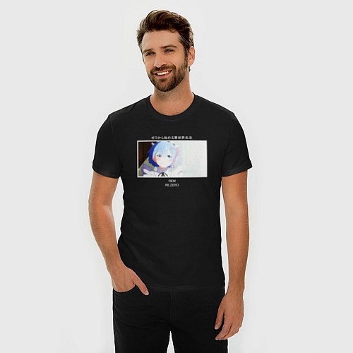 Мужская slim-футболка Re:Zero - Рем плачет от счастья / Черный – фото 3