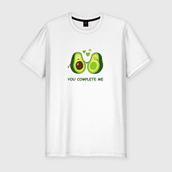 Футболка slim-fit Влюбленные авокадо Милые авокадики, цвет: белый