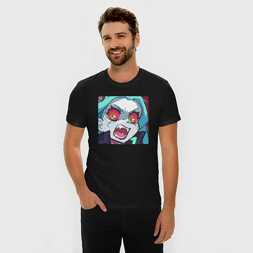 Мужская slim-футболка Ребекка пиксель / Черный – фото 3