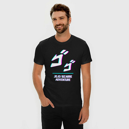 Мужская slim-футболка Символ JoJo Bizarre Adventure в стиле glitch / Черный – фото 3