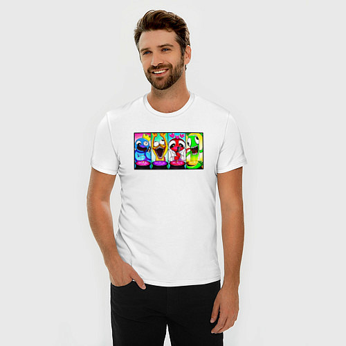 Мужская slim-футболка Радужные друзья персонажи / Белый – фото 3