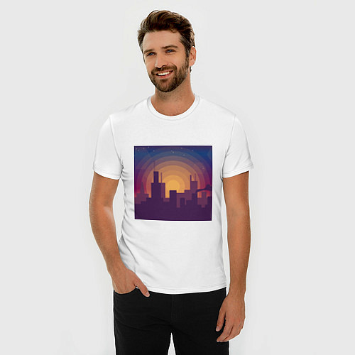 Мужская slim-футболка Городской пейзаж / Белый – фото 3