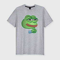 Футболка slim-fit Лягушонок Пепе хитрит, цвет: меланж