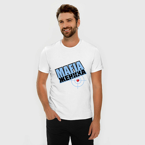 Мужская slim-футболка MAFIA жениха / Белый – фото 3