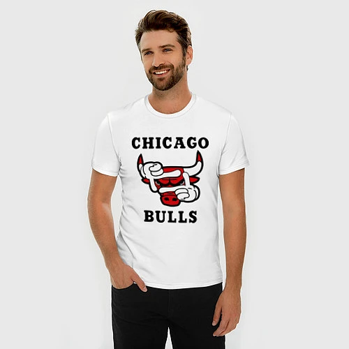 Мужская slim-футболка Chicago Bulls SWAG / Белый – фото 3