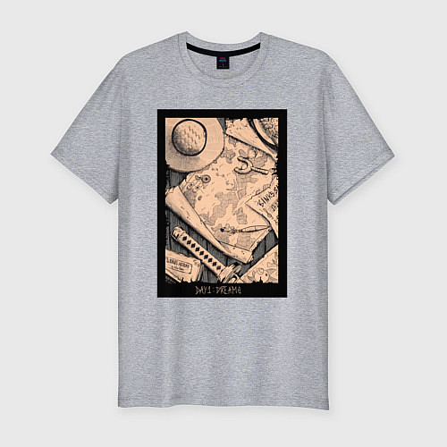 Мужская slim-футболка Карта приключений - Ван Пис / Меланж – фото 1