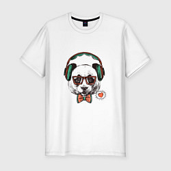 Футболка slim-fit Bear with headphones, цвет: белый