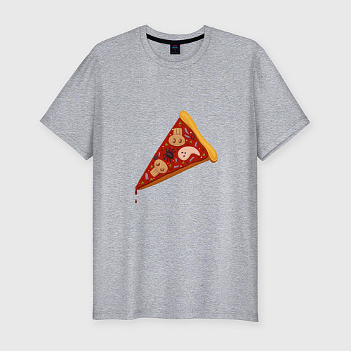 Мужская slim-футболка Пицца на хэллоуин / Меланж – фото 1
