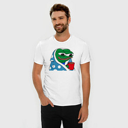 Футболка slim-fit Frog Pepe мем, цвет: белый — фото 2