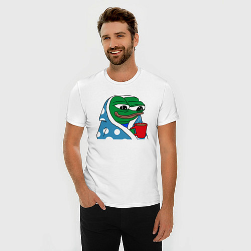 Мужская slim-футболка Frog Pepe мем / Белый – фото 3