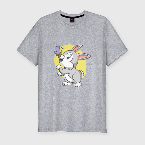 Мужская slim-футболка Кролик и бабочка / Меланж – фото 1