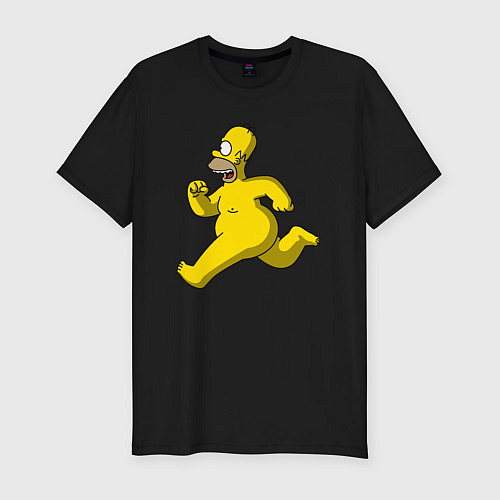 Мужская slim-футболка Симпсон Голышом / Черный – фото 1