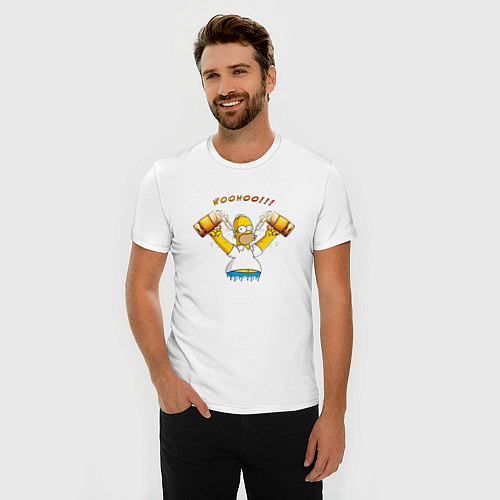 Мужская slim-футболка Homer & Beer / Белый – фото 3