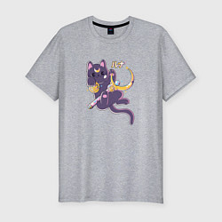 Футболка slim-fit The Moon Cat, цвет: меланж