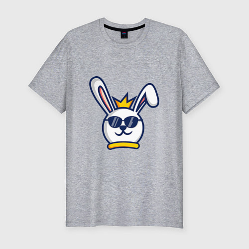 Мужская slim-футболка Кролик король / Меланж – фото 1