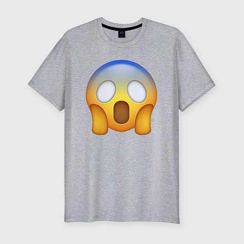 Мужская slim-футболка Эмодзи - страх / Меланж – фото 1