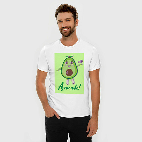 Мужская slim-футболка Милое авокадо девочка / Белый – фото 3
