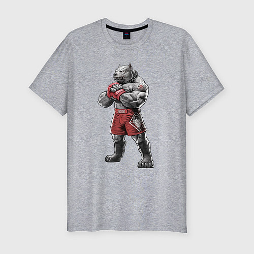 Мужская slim-футболка Питбуль - Смешанные единоборства - MMA / Меланж – фото 1