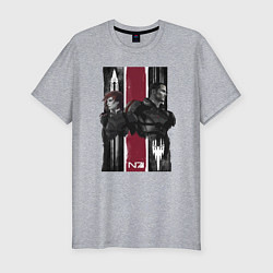 Футболка slim-fit Mass Effect N7 - Shepard, цвет: меланж