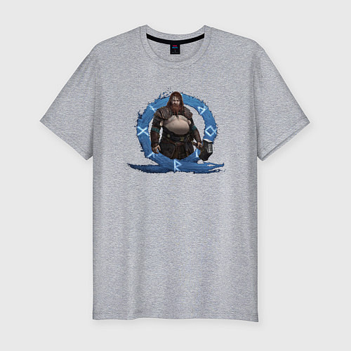 Мужская slim-футболка Тор GoW Ragnarok / Меланж – фото 1