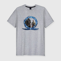 Футболка slim-fit Сын и отец GoW Ragnarok, цвет: меланж