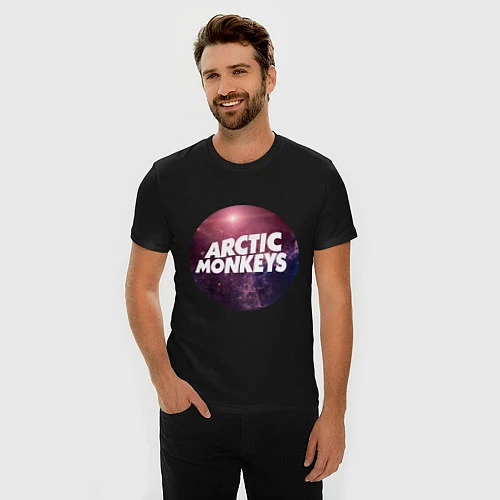 Мужская slim-футболка Arctic Monkeys: space / Черный – фото 3